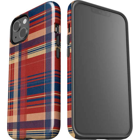 Red and Blue Plaid iPhone 15 Plus Impact Case