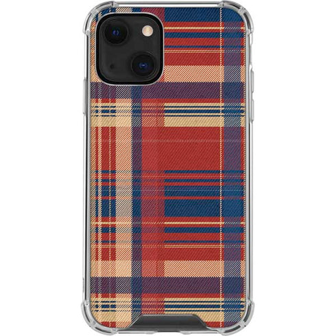 Red and Blue Plaid iPhone 14 Plus Clear Case