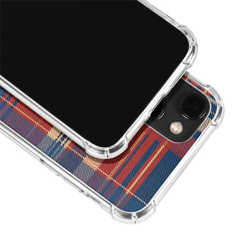 Red and Blue Plaid iPhone 14 Plus Clear Case