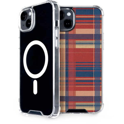 Red and Blue Plaid iPhone 15 Plus MagSafe Case
