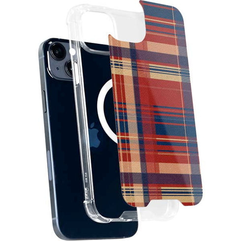 Red and Blue Plaid iPhone 15 Plus MagSafe Case