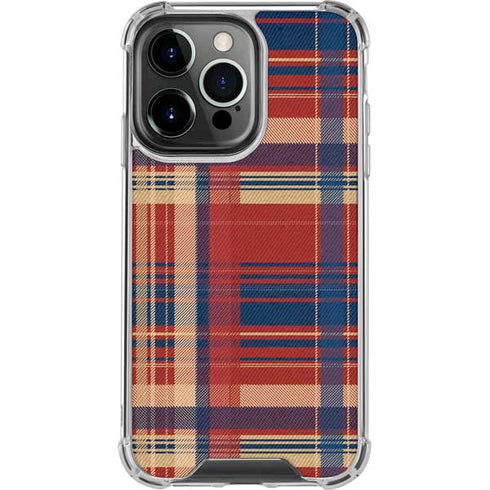 Red and Blue Plaid iPhone 14 Pro Clear Case
