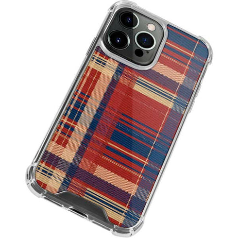 Red and Blue Plaid iPhone 14 Pro Clear Case