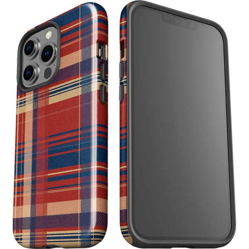Red and Blue Plaid iPhone 15 Pro Impact Case