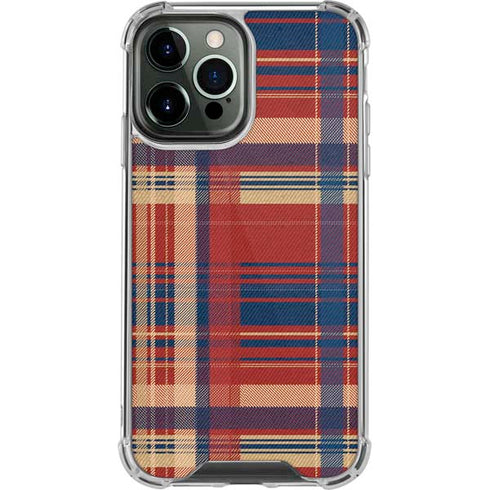 Red and Blue Plaid iPhone 15 Pro Max Clear Case
