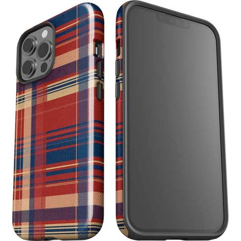 Red and Blue Plaid iPhone 15 Pro Max Impact Case