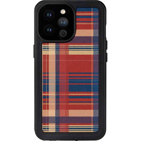 Red and Blue Plaid iPhone 14 Pro Max Waterproof Case