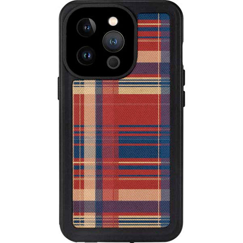 Red and Blue Plaid iPhone 14 Pro Waterproof Case
