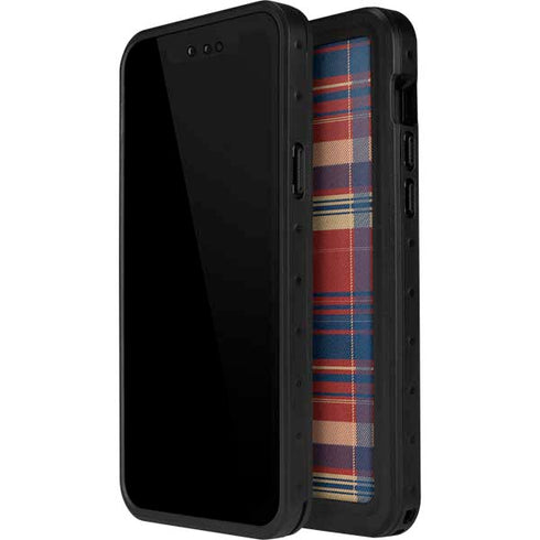 Red and Blue Plaid iPhone 15 Plus Waterproof Case