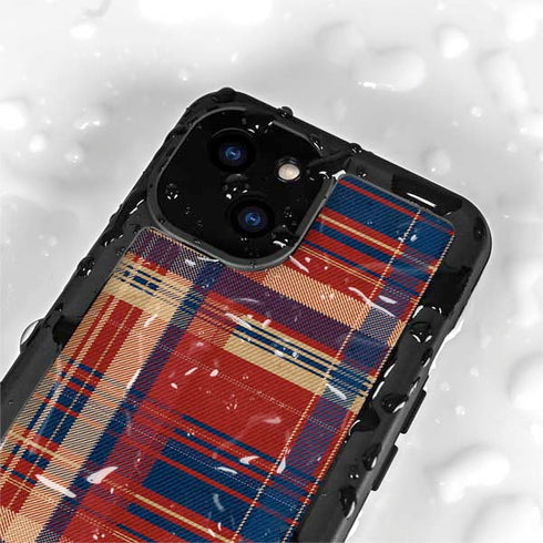 Red and Blue Plaid iPhone 15 Plus Waterproof Case