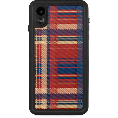 Red and Blue Plaid iPhone XR Waterproof Case