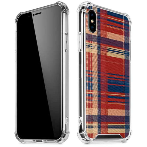 Red and Blue Plaid iPhone XS Max Clear Case