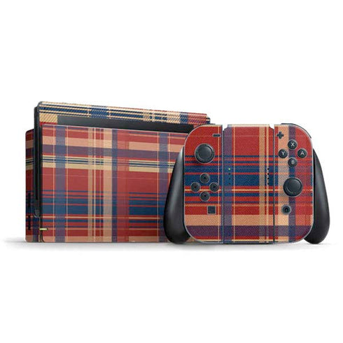 Red and Blue Plaid Nintendo Switch Bundle Skin