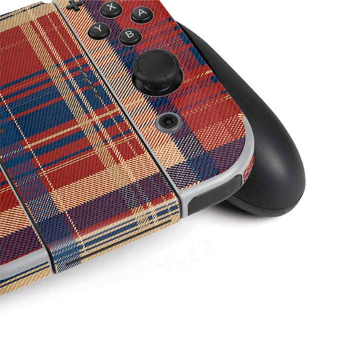 Red and Blue Plaid Nintendo Switch OLED (2021) Skin