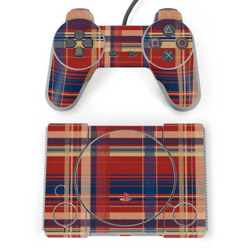 Red and Blue Plaid PlayStation Classic Bundle Skin