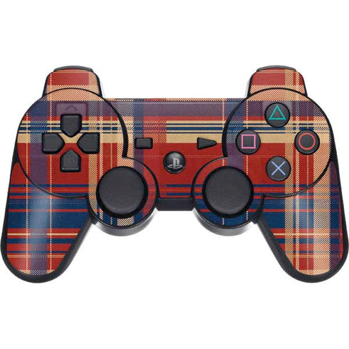Red and Blue Plaid PS3 Dual Shock wireless controller Skin