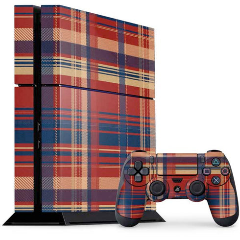 Red and Blue Plaid PS4 Console and Controller Bundle Skin