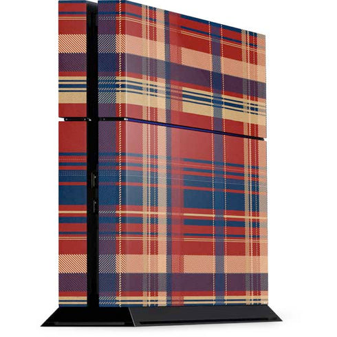Red and Blue Plaid PS4 Console Skin