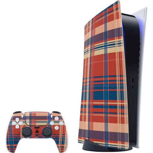 Red and Blue Plaid PS5 Digital Edition Bundle Skin