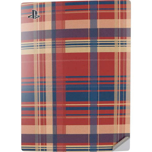 Red and Blue Plaid PS5 Digital Edition Console Skin