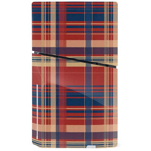 Red and Blue Plaid PS5 Slim Disk Console Skin