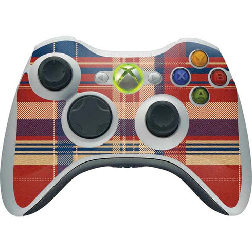 Red and Blue Plaid Xbox 360 Wireless Controller Skin