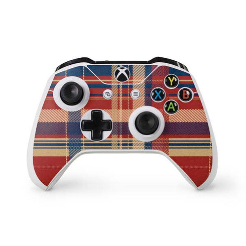 Red and Blue Plaid Xbox One S Controller Skin