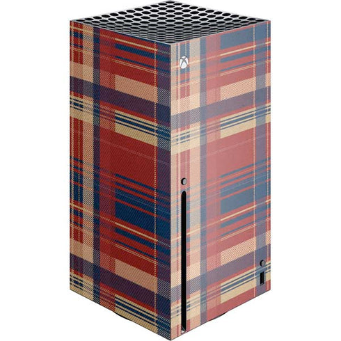 Red and Blue Plaid Xbox Series X Console Skin