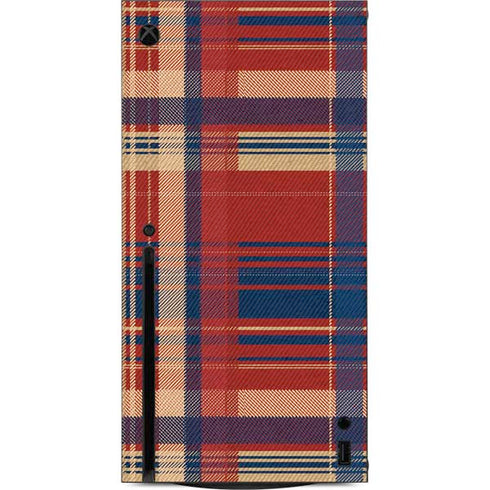 Red and Blue Plaid Xbox Series X Console Skin