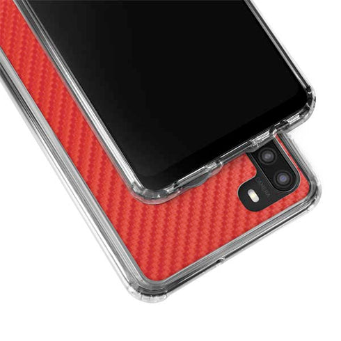 Red Carbon Fiber Specialty Material Galaxy A21 Clear Case
