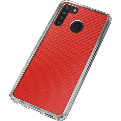 Red Carbon Fiber Specialty Material Galaxy A21 Clear Case