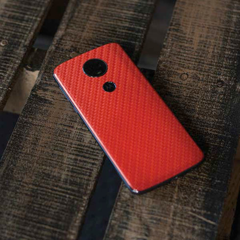 Red Carbon Fiber Specialty Material Moto E5 Plus Skin