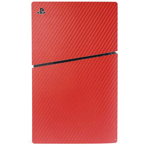 Red Carbon Fiber Specialty Material PS5 Slim Digital Edition Bundle Skin