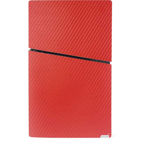 Red Carbon Fiber Specialty Material PS5 Slim Digital Edition Bundle Skin