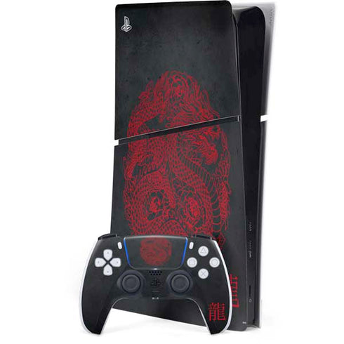 Red Dragon PS5 Slim Digital Edition Console Skin