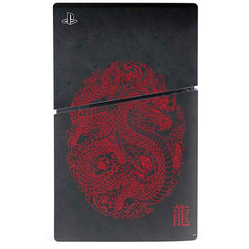 Red Dragon PS5 Slim Digital Edition Console Skin