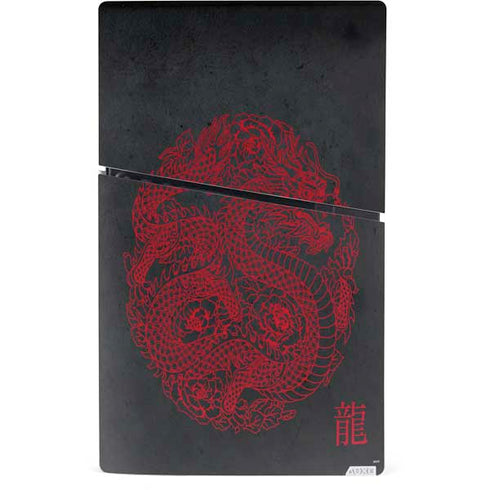 Red Dragon PS5 Slim Digital Edition Console Skin