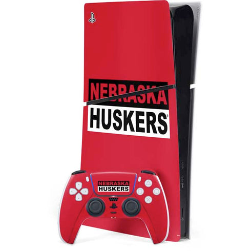 University of Nebraska Red Huskers PS5 Slim Digital Edition Bundle Skin