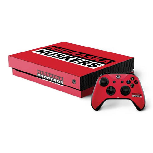 University of Nebraska Red Huskers Xbox One X Bundle Skin