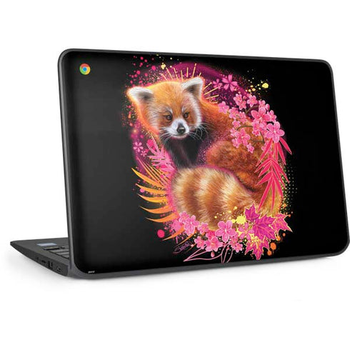 Red Panda with Flowers by Sheena Pike HP Chromebook Skin