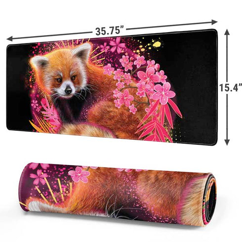 Red Panda with Flowers by Sheena Pike Gaming Mouse Pad