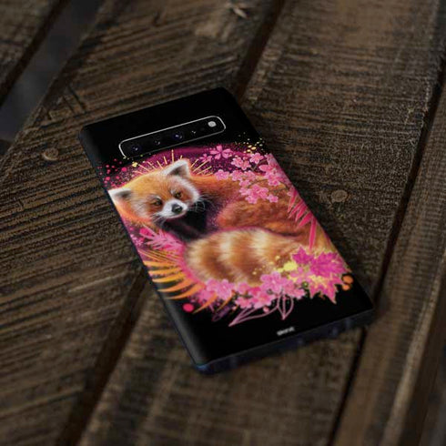 Red Panda with Flowers by Sheena Pike Galaxy S10 Skin