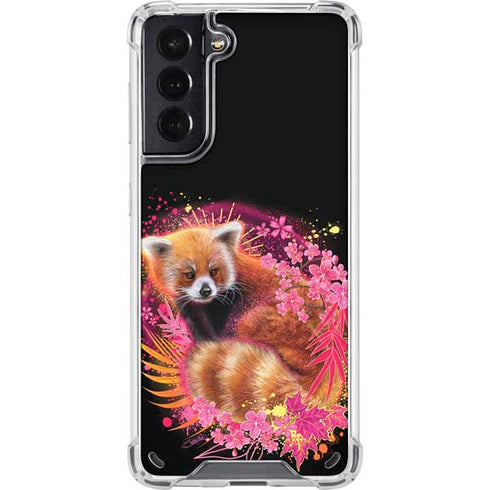 Red Panda with Flowers by Sheena Pike Galaxy S21 5G Clear Case