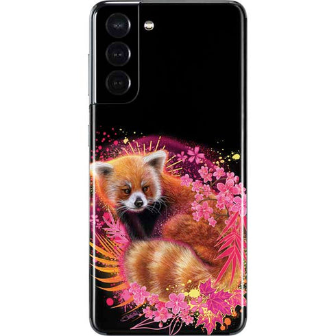 Red Panda with Flowers by Sheena Pike Galaxy S21 5G Skin