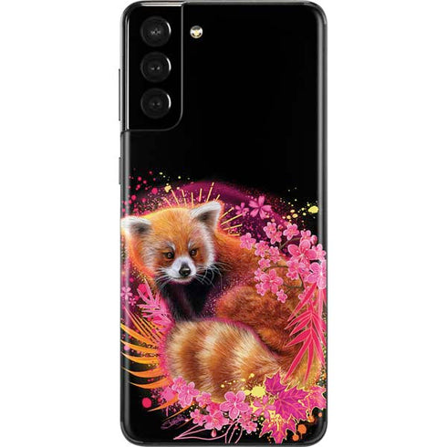 Red Panda with Flowers by Sheena Pike Galaxy S21 Plus 5G Skin