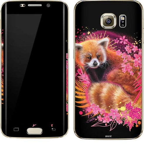 Red Panda with Flowers by Sheena Pike Galaxy S7 Edge Skin