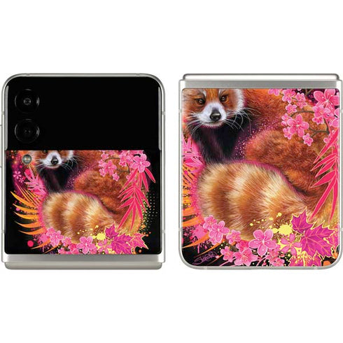 Red Panda with Flowers by Sheena Pike Galaxy Z Flip3 5G Skin