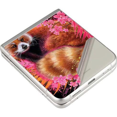 Red Panda with Flowers by Sheena Pike Galaxy Z Flip3 5G Skin