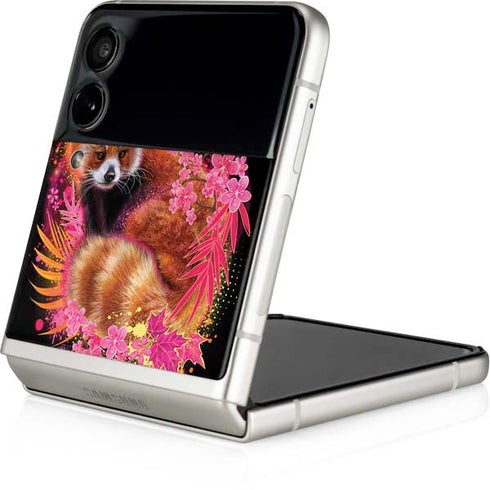 Red Panda with Flowers by Sheena Pike Galaxy Z Flip3 5G Skin