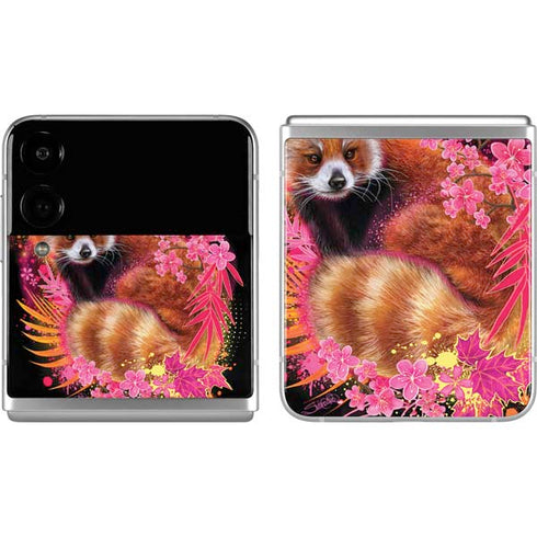 Red Panda with Flowers by Sheena Pike Galaxy Z Flip4 5G Skin